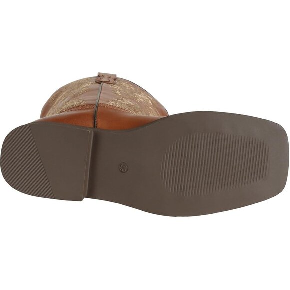 J's.o.l.e Women Brown Cowboy Boots Square Toe Western Cowgirl Fashion Botte Cow - Picture 8 of 8